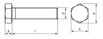 measurements titanium hexagon Head bolt