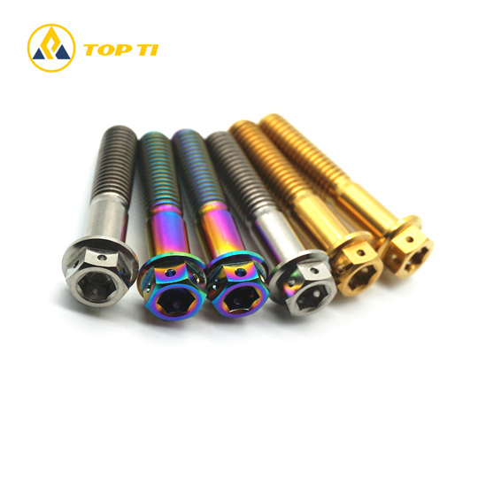 color titanium race drilled flange bolts